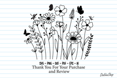 Flower Svg, Flower and Butterfly Svg, Flower Line Art. Product Image 9