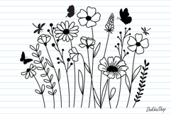 Flower Svg, Flower and Butterfly Svg, Flower Line Art. Product Image 2