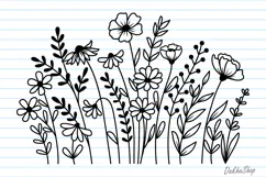 Flower Svg, Flower Meadow, Wildflower Svg, flower line Art. Product Image 10