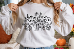 Flower Svg, Flower Meadow, Wildflower Svg, flower line Art. Product Image 2