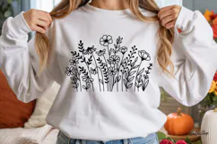 Flower Svg, Flower Meadow, Wildflower Svg, flower line Art. Product Image 2