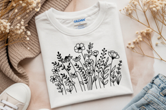 Flower Svg, Flower Meadow, Wildflower Svg, flower line Art. Product Image 3