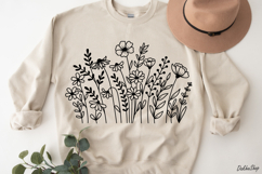 Flower Svg, Flower Meadow, Wildflower Svg, flower line Art. Product Image 5