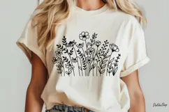 Flower Svg, Flower Meadow, Wildflower Svg, flower line Art. Product Image 4
