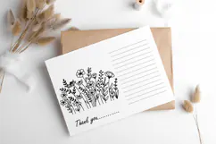 Flower Svg, Flower Meadow, Wildflower Svg, flower line Art. Product Image 9
