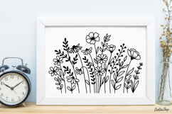 Flower Svg, Flower Meadow, Wildflower Svg, flower line Art. Product Image 8