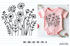Flower Svg, Flower Meadow, Wildflower Svg, flower line Art. Product Image 1