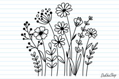Flower Svg, Flower Meadow, Wildflower Svg, flower line Art. Product Image 2