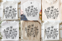 Flower Svg, Flower Meadow, Wildflower Svg, flower line Art. Product Image 3
