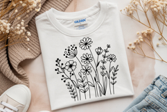 Flower Svg, Flower Meadow, Wildflower Svg, flower line Art. Product Image 5