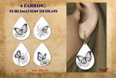 4 Butterfly Teardrop Earring sublimation designs bundle is small bundle of earring template with Butterfly and flowers created in line art style.