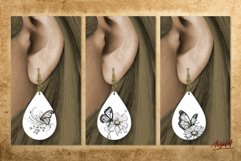 4 Butterfly Teardrop Earring sublimation designs bundle is small bundle of earring template with Butterfly and flowers created in line art style.