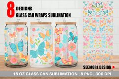 Flower and Butterfly Glass Can Wraps Product Image 1