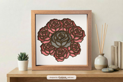 Roses Flower Arrangement Layered Shadow Box Product Image 1