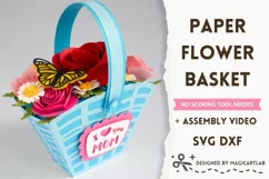 Flower basket svg | Paper flower bouquet | Mothers day gift Product Image 1