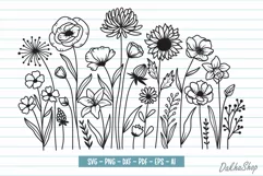 Flowers Svg, Flower Meadow Svg, Wildflower Blooms Svg. Product Image 1