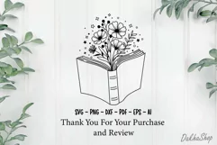 Book With Floral Svg, Reading Book Svg, Book Svg, Book Lover Product Image 7