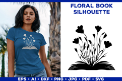 Floral Book SVG Blooming Flowers Growing from Open Book Product Image 1