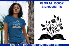 Floral Book SVG Blooming Flowers Growing from Open Book Product Image 1