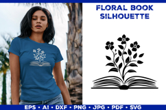 Floral Book SVG Blooming Flowers Growing from Open Book Product Image 1