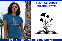 Floral Book SVG Blooming Flowers Growing from Open Book Product Image 1