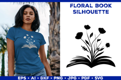 Floral Book SVG Blooming Flowers Growing from Open Book Product Image 1
