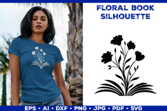 Floral Book SVG Blooming Flowers Growing from Open Book Product Image 1