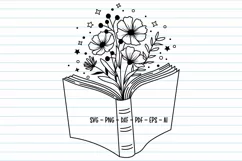 Book With Floral Svg, Reading Book Svg, Book Svg, Book Lover Product Image 1