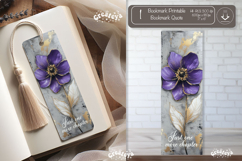 Vintage purple Flower Bookmark Quote Flower printable png Product Image 1