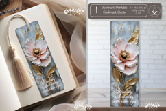 Vintage pink Flower Bookmark Quote Flower printable png Product Image 1