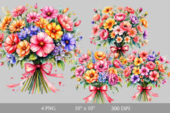 Watercolor Floral Bouquets PNG Product Image 3