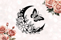 Flower Bouquet moon Butterfly SVG Product Image 1