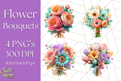 Pastel Flower Bouquet PNG Clipart, Elegant Floral Art Product Image 1
