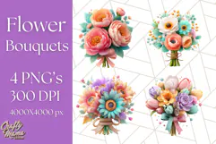 Pastel Flower Bouquet PNG Clipart, Elegant Floral Art Product Image 1