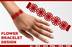 Leather jewelry with floral details, Cricut Bracelet Templat Product Image 1
