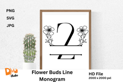 Flower Buds Line Monogram Product Image 1