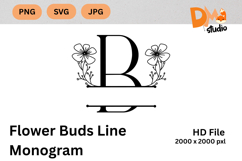 Flower Buds Line Monogram Product Image 1