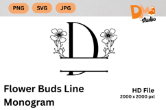 Flower Buds Line Monogram Product Image 1