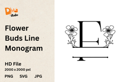 Flower Buds Line Monogram Product Image 1