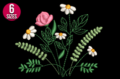 Daisy flower bunch machine embroidery design - 6 sizes Product Image 2