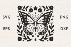 Detailed Butterfly illustration with symmetrical flowers Product Image 1