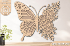 Flower Butterfly Laser Cut SVG Design Product Image 1