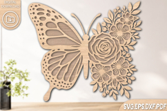 Flower Butterfly Laser Cut SVG Design Product Image 1