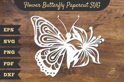 Flower Butterfly Papercut SVG Product Image 1