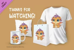 Flower cartoon dragon. Fantasy clipart. Product Image 3