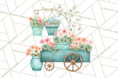 Whimsical Flower Carts PNG Clipart Floral Market Product Image 2