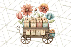 Whimsical Flower Carts PNG Clipart Floral Market Product Image 5