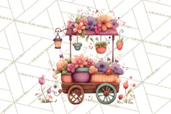 Whimsical Flower Carts PNG Clipart Floral Market Product Image 2