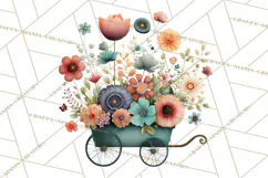 Whimsical Flower Carts PNG Clipart Floral Market Product Image 5