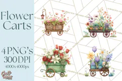 Whimsical Flower Carts PNG Clipart Floral Market Product Image 1
